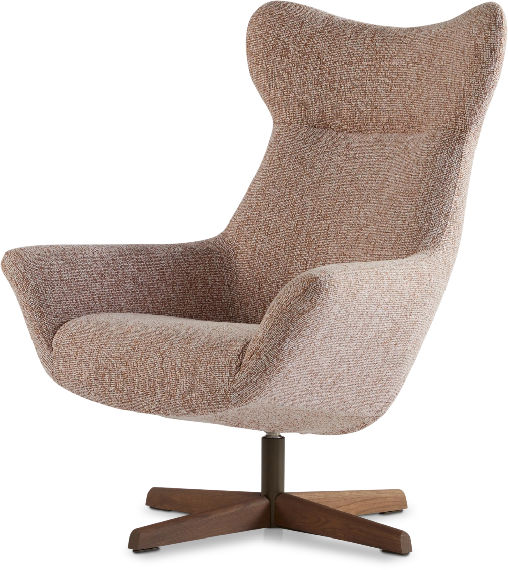 Fauteuil Joe roze met houten draaivoet Dyyk 2